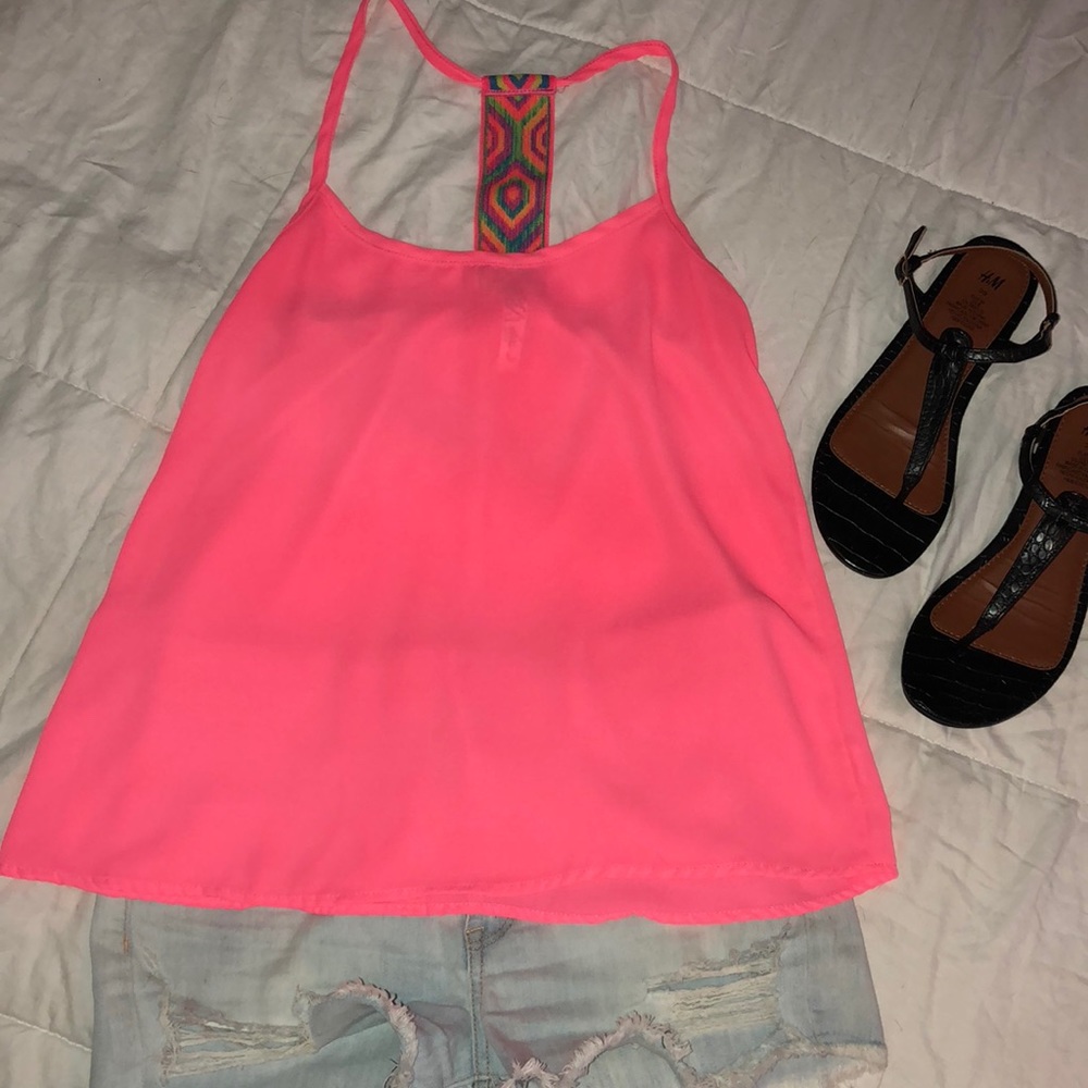 Hot pink polyester tank. Size Small.